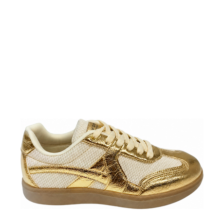 Savoy Retro Lace Up Sneaker Gold Metallic side view