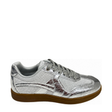 Savoy Retro Lace Up Sneaker Silver Metallic side view