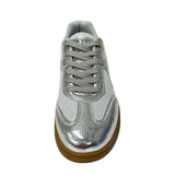 Savoy Retro Lace Up Sneaker Silver Metallic front view
