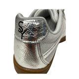 Savoy Retro Lace Up Sneaker Silver Metallic Savoy heel logo detail