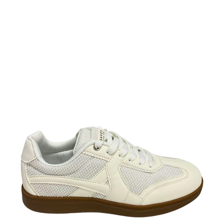 Savoy Retro Lace Up Sneaker - White Metallic, right-facing side view