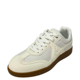 Savoy Retro Lace Up Sneaker - White Metallic, three-quarter view