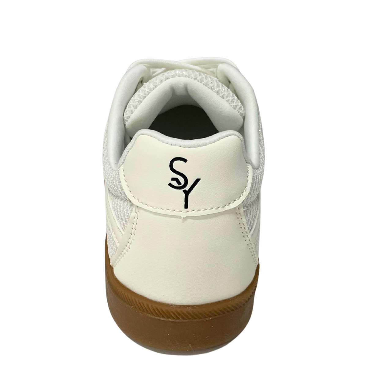 Savoy Retro Lace Up Sneaker - White Metallic, rear view