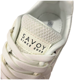 Savoy Retro Lace Up Sneaker - White Metallic, Savoy tongue logo detail