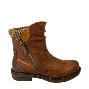 Savoy Mid-Ankle Boots with Stitched Panels Brown, view 1