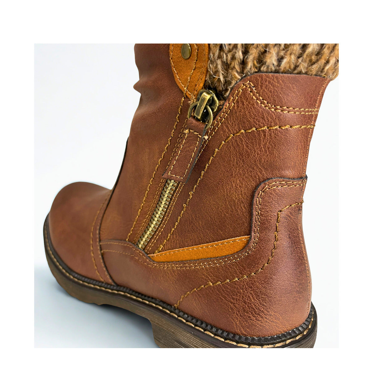 Savoy Mid-Ankle Boots with Stitched Panels Brown, view 5