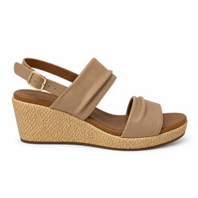 Savoy Woven Wedge Sandal - Taupe, side view
