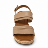 Savoy Woven Wedge Sandal - Taupe, front view