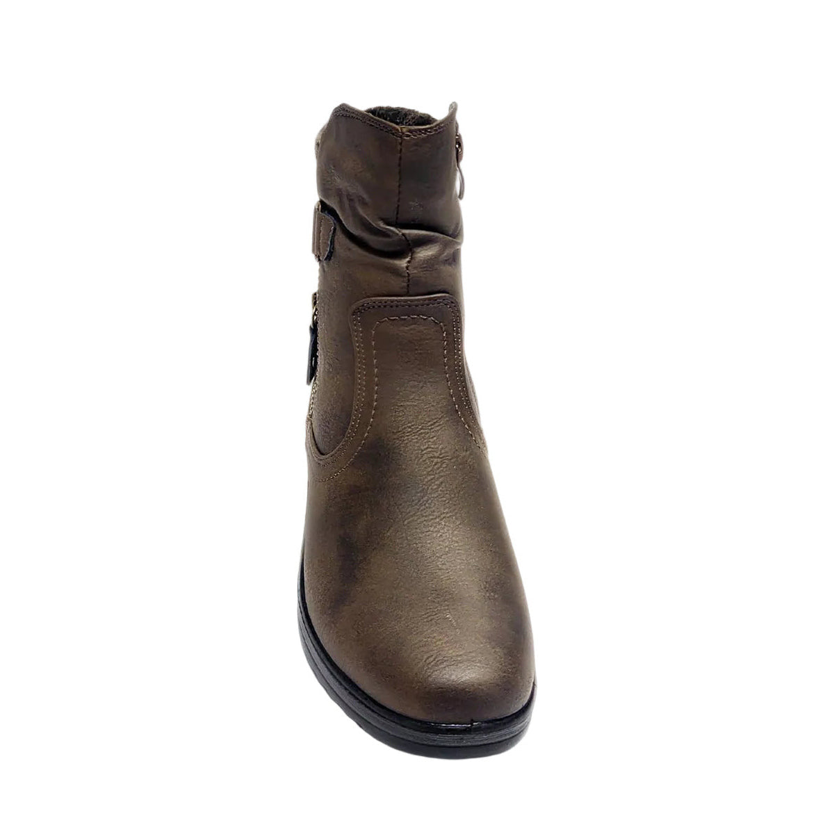 Savoy Tweed Zip Detail Boot - Brown - front view