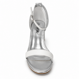 Orbit Single Strap Block Heel Sandal - White, front view