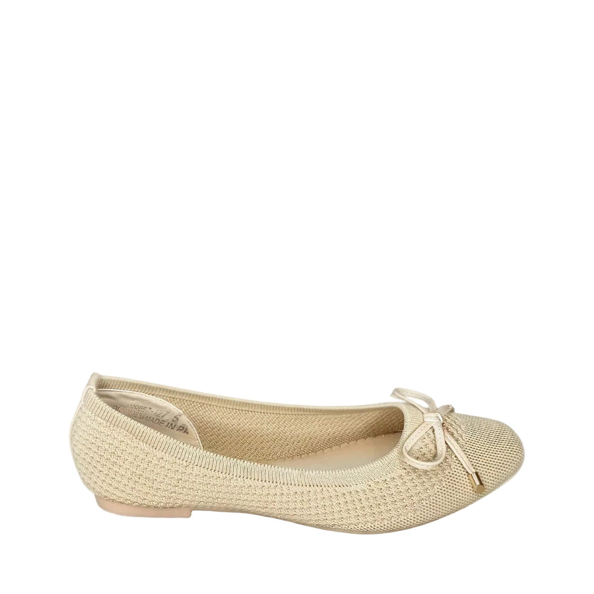 Wild Alice Fabric Bow Pump - Beige - right-facing side view