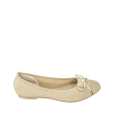 Wild Alice Fabric Bow Pump - Beige - right-facing side view