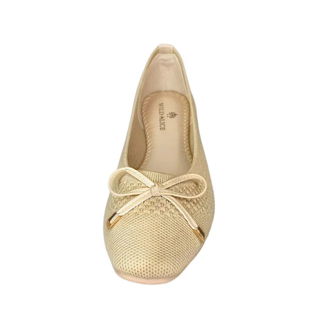 Wild Alice Fabric Bow Pump - Beige - front view