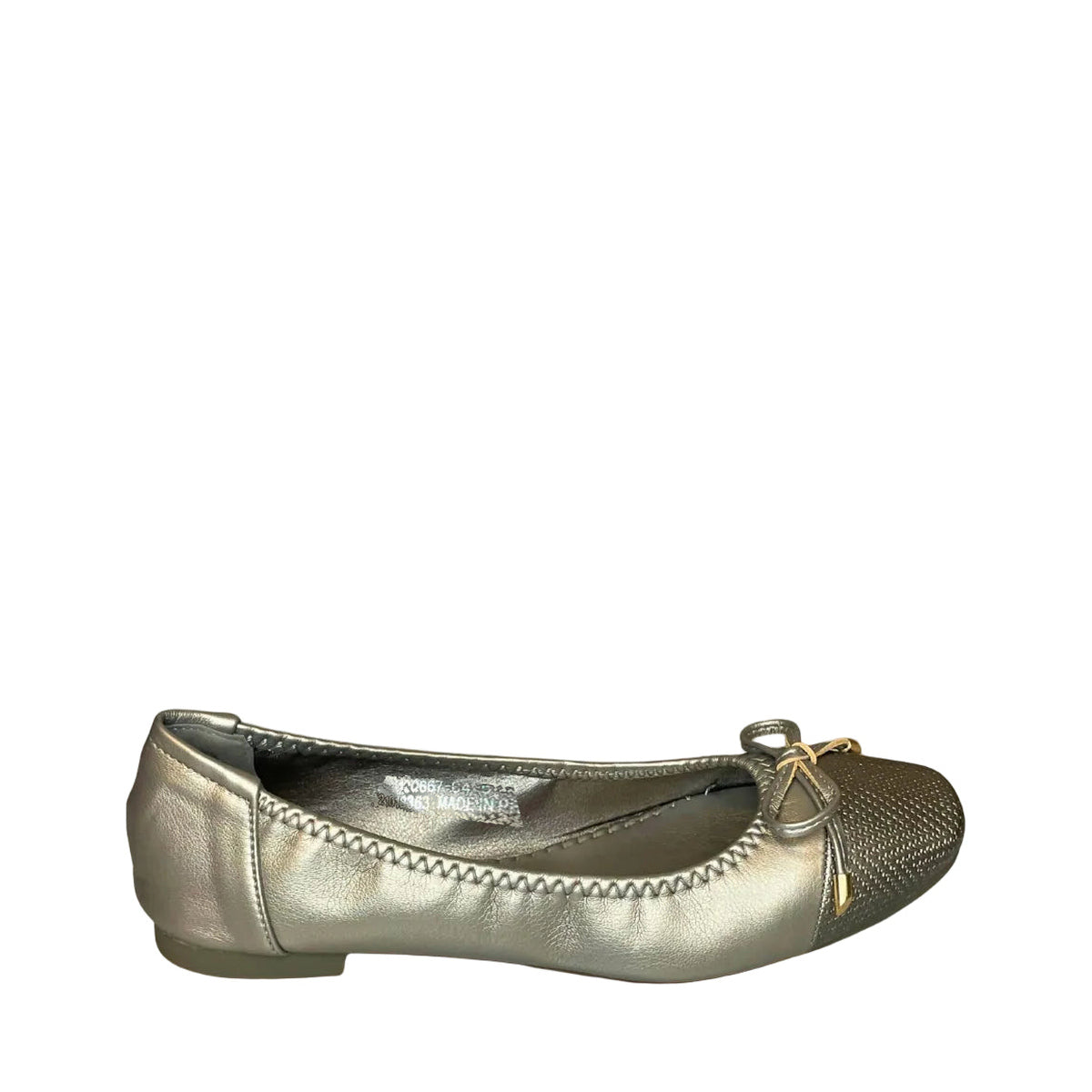 Wild Alice Metallic Bow Pump - Pewter - right-facing side view