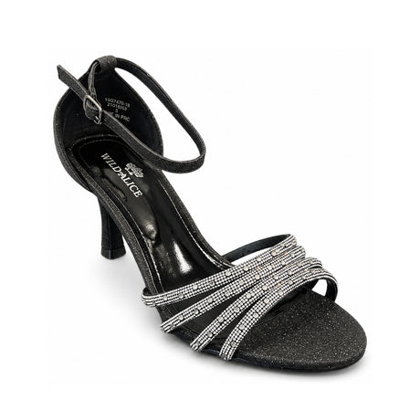 Wild Alice Diamante Glamour Heel - Black - angled view