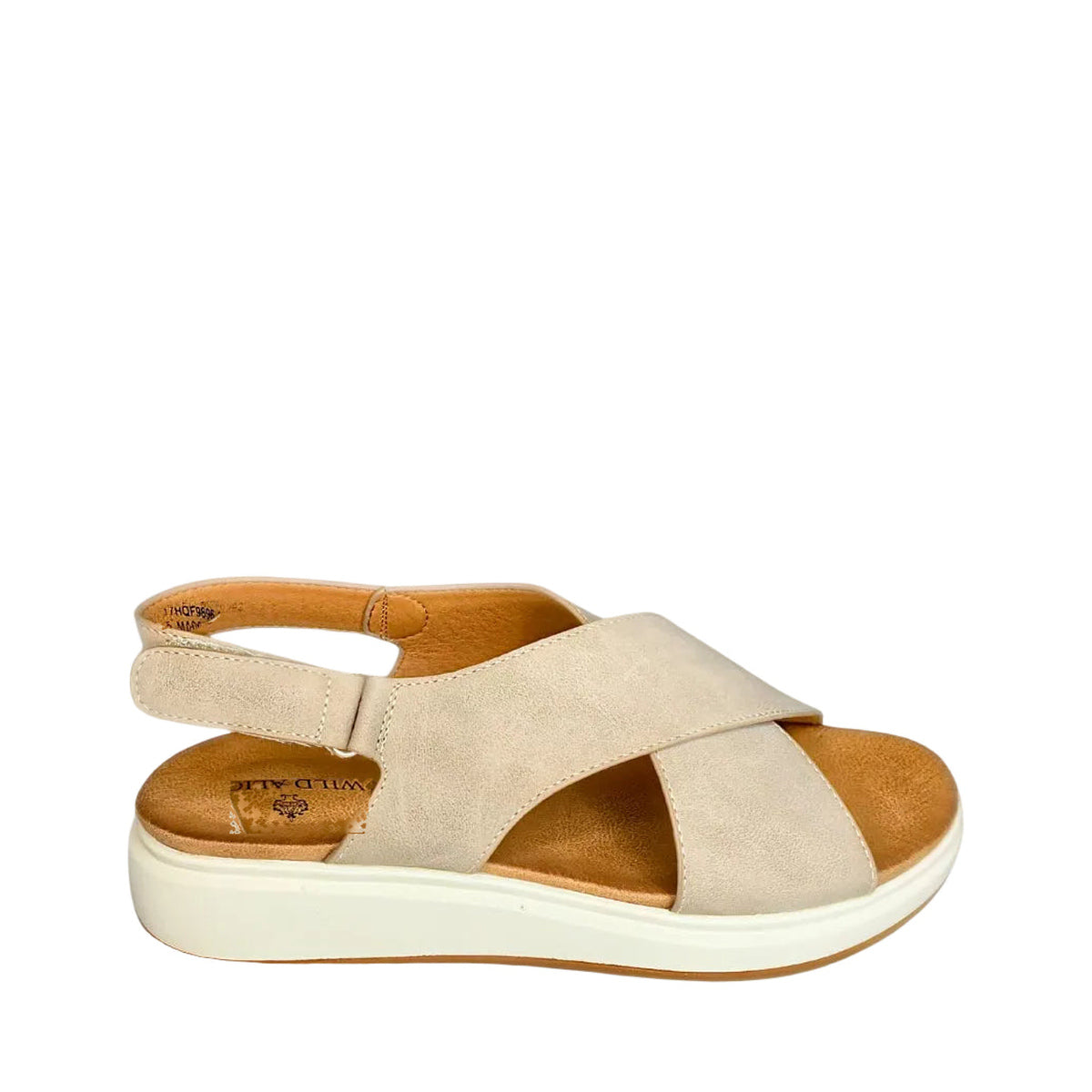 Wild Alice Cross Over Flatform Sandal - Taupe - right-facing side view