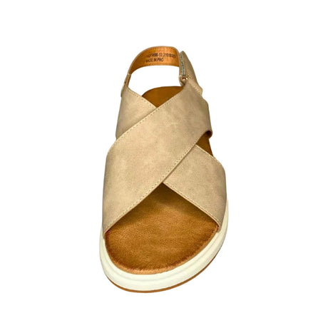 Wild Alice Cross Over Flatform Sandal - Taupe - front view