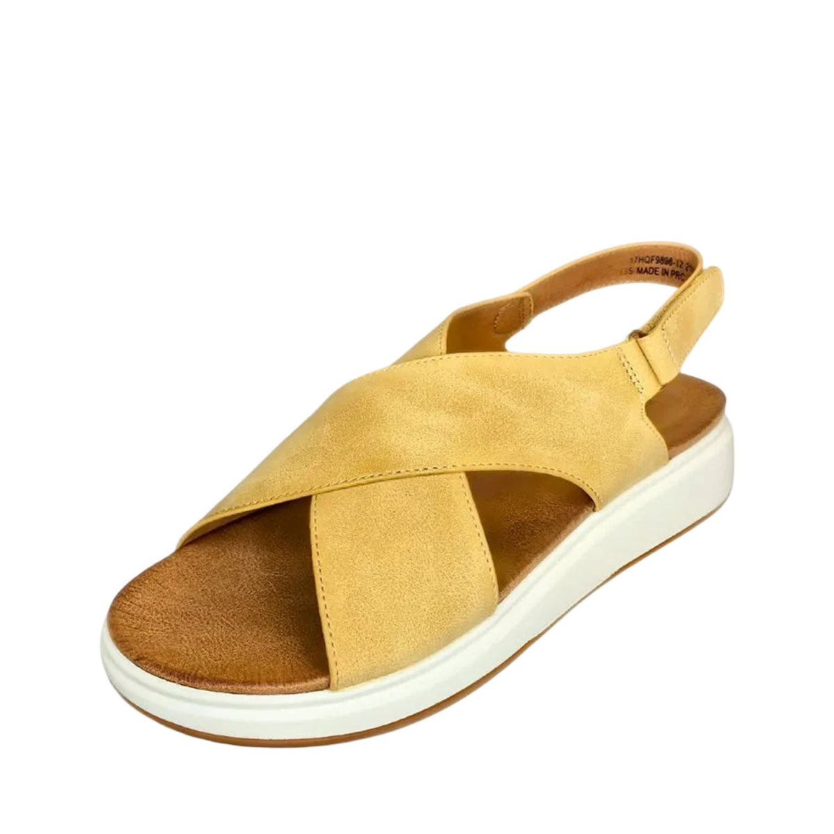 Wild Alice Cross Over Flatform Sandal - Yellow - angled view