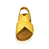 Wild Alice Cross Over Flatform Sandal - Yellow - front view