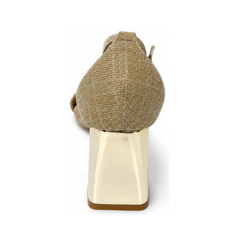 Wild Alice Glamour Block Heel - Gold - rear view