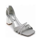 Wild Alice Glamour Block Heel - Silver - angled view