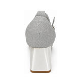 Wild Alice Glamour Block Heel - Silver - rear view