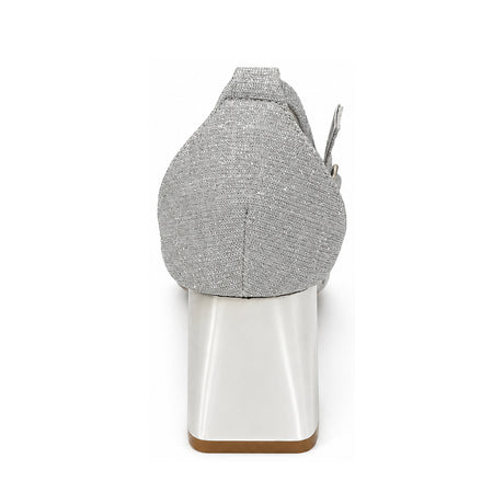 Wild Alice Glamour Block Heel - Silver - rear view