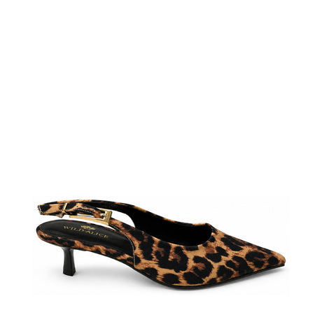 Wild Alice Pointy Slingback Kitten Heel - Leopard - side view