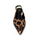 Wild Alice Pointy Slingback Kitten Heel - Leopard - front view