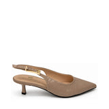 Wild Alice Croc Pointy Slingback Kitten Heel - Nude - side view