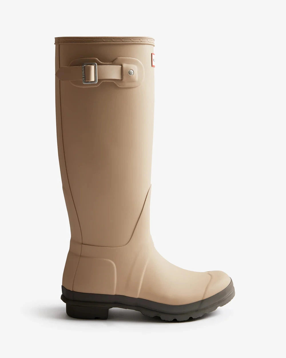 Hunter Original Tall Wellington Boot - Shore/Chocolate Brown (Beige) – side view