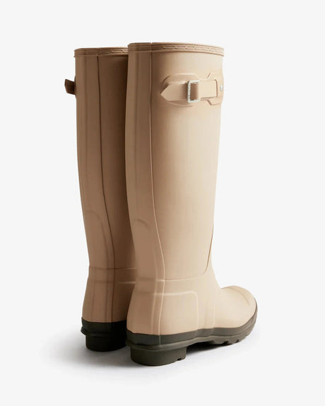 Hunter Original Tall Wellington Boot - Shore/Chocolate Brown (Beige) – front view